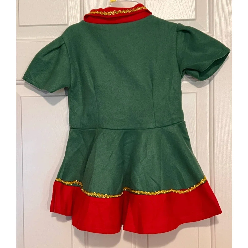 Little Girl's Christmas Elf‎ Santa's Helper Dress Costume 21